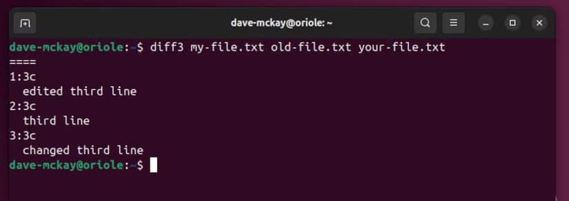 1-4 شرح طريقة استخدام diff3 لدمج الملفات في Linux بسهولة