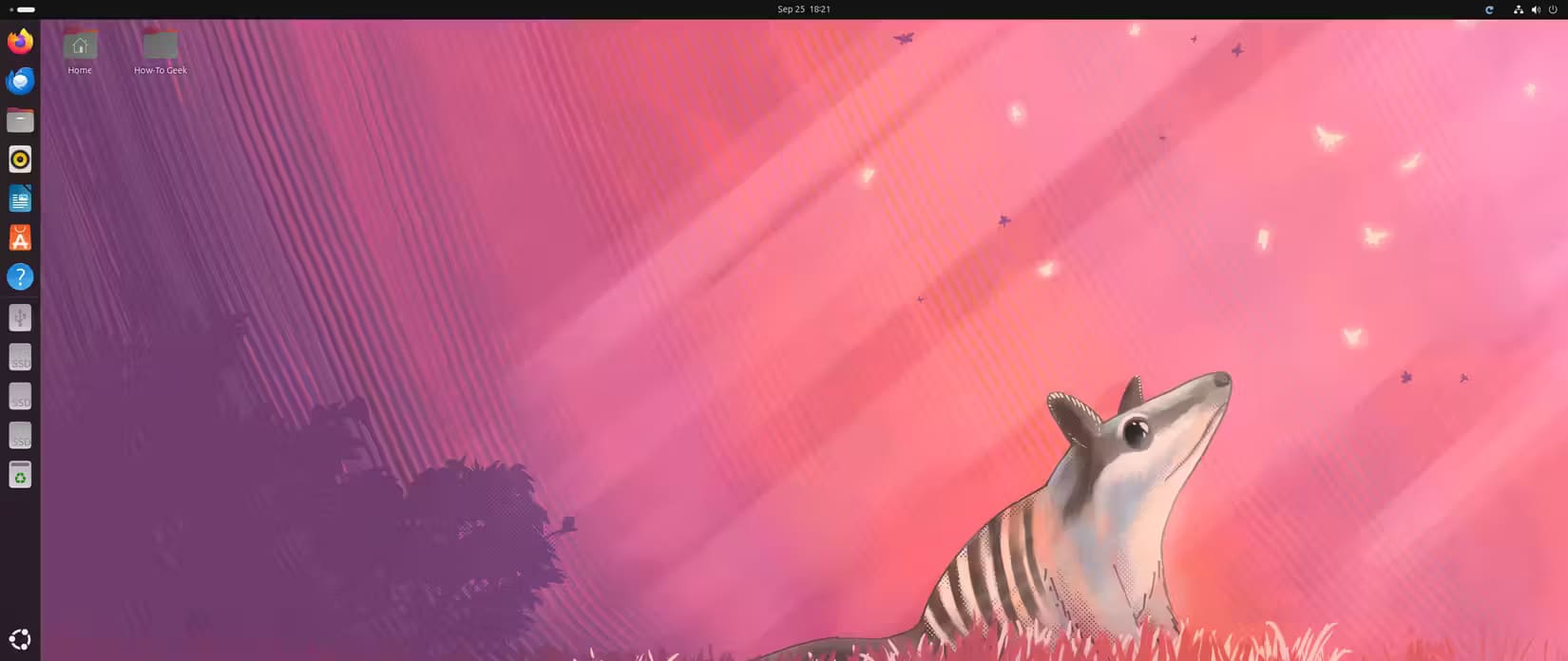 1-default-ubuntu-24-04-desktop-look خطوات بسيطة لتحويل مظهر Ubuntu إلى Windows 11 بسهولة