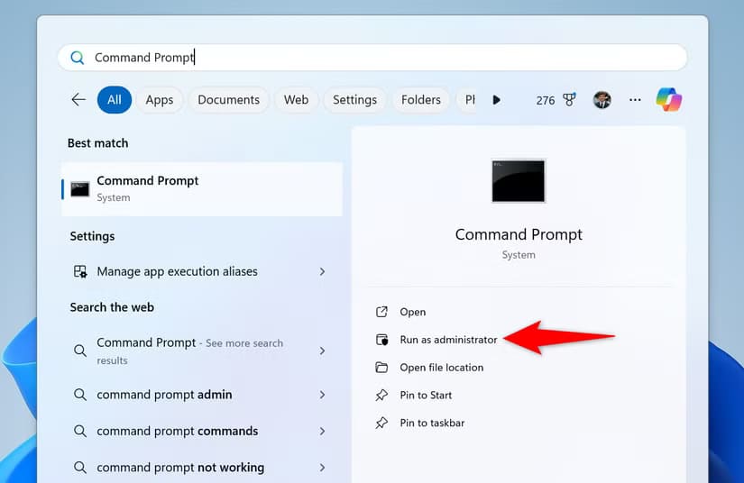 1-open-command-prompt-as-admin طريقة تفعيل وضع السبات في Windows 11 لتحسين كفاءة الطاقة