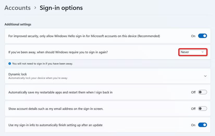 10-windows-11-disable-automatic-lock كيفية منع Windows 11 أو Windows 10 من قفل نفسه