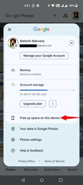 11-google-photos-free-up-space أسهل طريقة لحفظ الصور والفيديوهات على Google Photos من هاتف Android