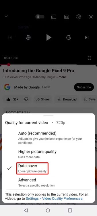 12-enable-youtube-data-saver-mode أفضل الطرق لتقليل استهلاك البيانات على هاتف Android