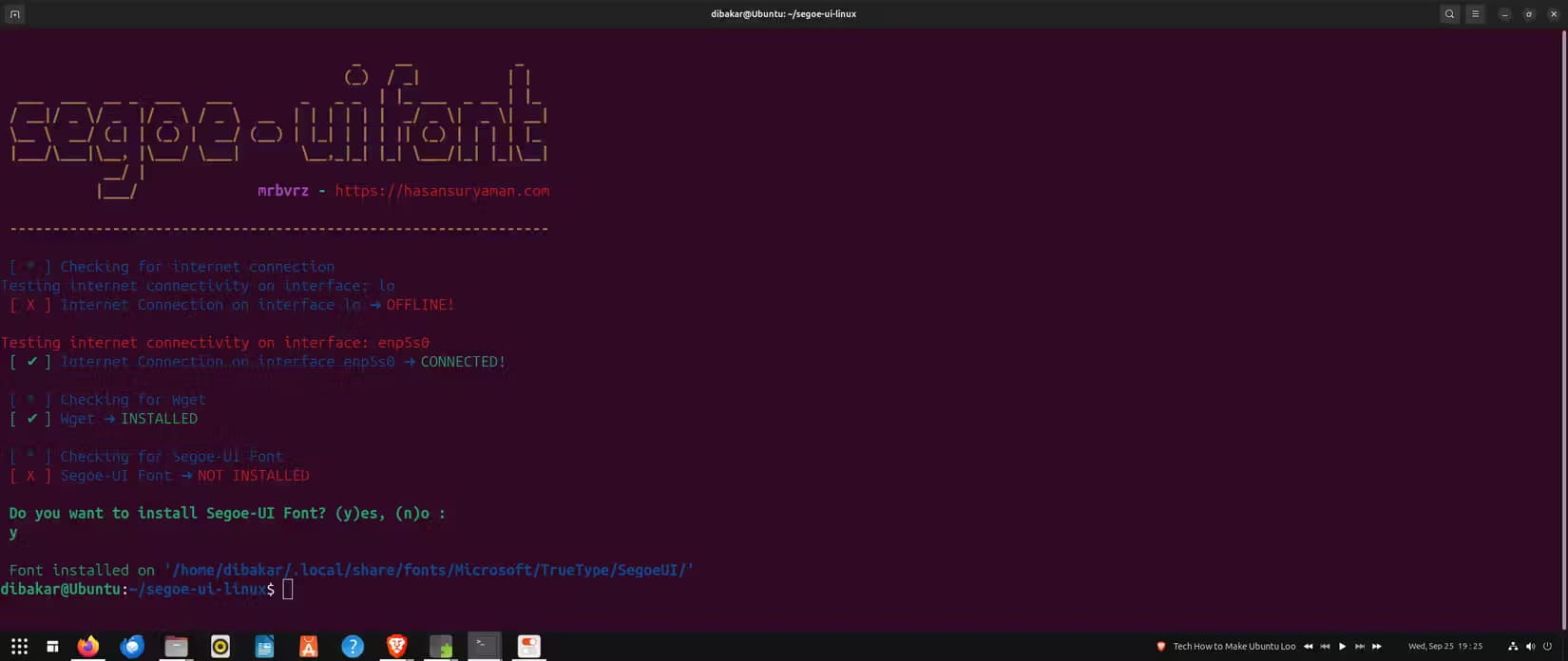 12b-installing-segoe-ui-font خطوات بسيطة لتحويل مظهر Ubuntu إلى Windows 11 بسهولة