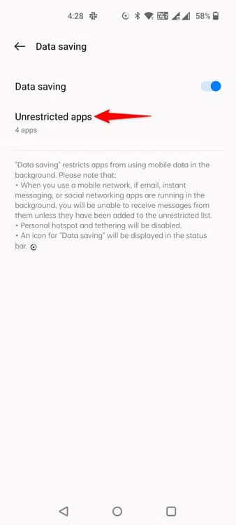 3-android-data-saver-unrestricted-apps أفضل الطرق لتقليل استهلاك البيانات على هاتف Android