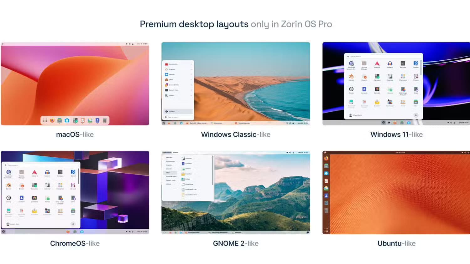 3c-zorin-os-pro-layouts أفضل توزيعات Linux توفر تجربة مشابهة لنظام Windows