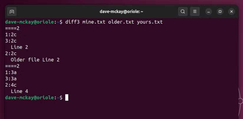 4-6 شرح طريقة استخدام diff3 لدمج الملفات في Linux بسهولة