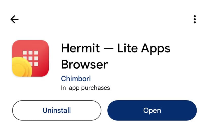 4-hermit-lite-app-browser-in-the-google-play-store خطوات بسيطة لتحويل موقع الويب إلى تطبيق Android سهل الاستخدام
