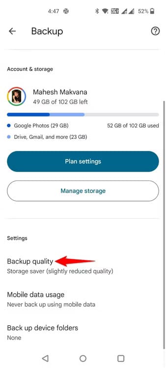5-google-photos-backup-quality أسهل طريقة لحفظ الصور والفيديوهات على Google Photos من هاتف Android