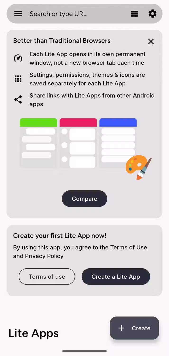 5-hermit-app-on-opening-it-for-the-first-time خطوات بسيطة لتحويل موقع الويب إلى تطبيق Android سهل الاستخدام