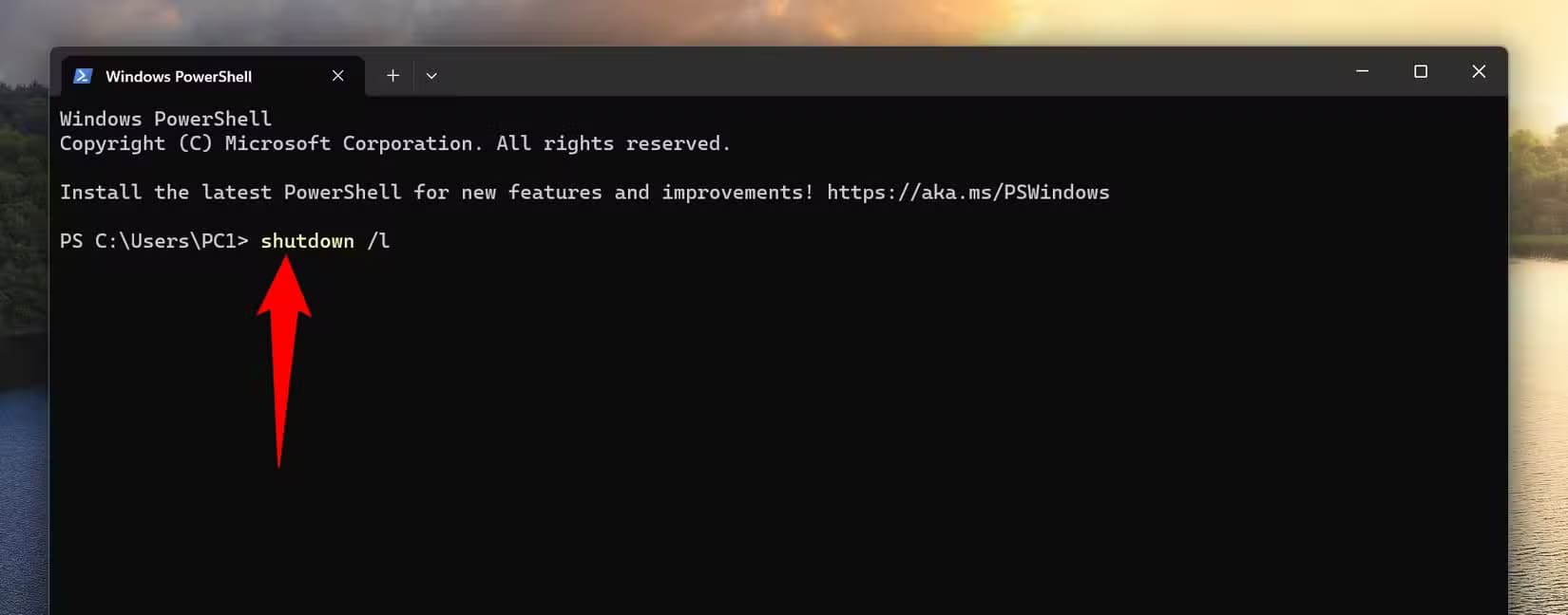 6-powershell-sign-out طرق سريعة لتسجيل الخروج من حسابك على Windows 11 بسهولة