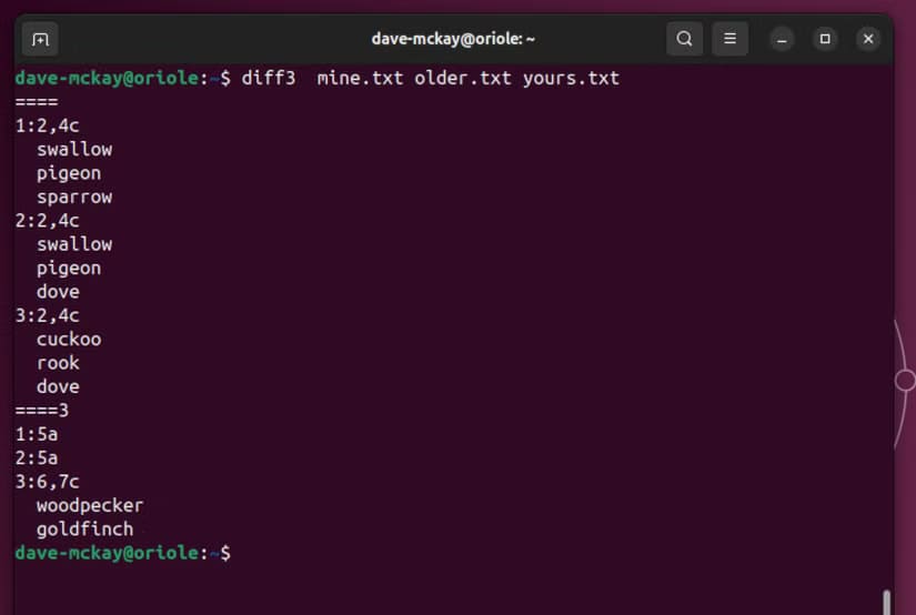 7-3 شرح طريقة استخدام diff3 لدمج الملفات في Linux بسهولة