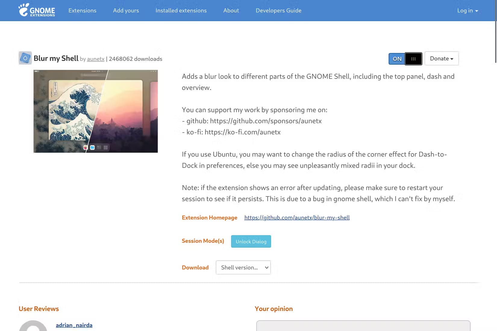 7-installing-blur-my-shell-gnome-extension خطوات بسيطة لتحويل مظهر Ubuntu إلى Windows 11 بسهولة