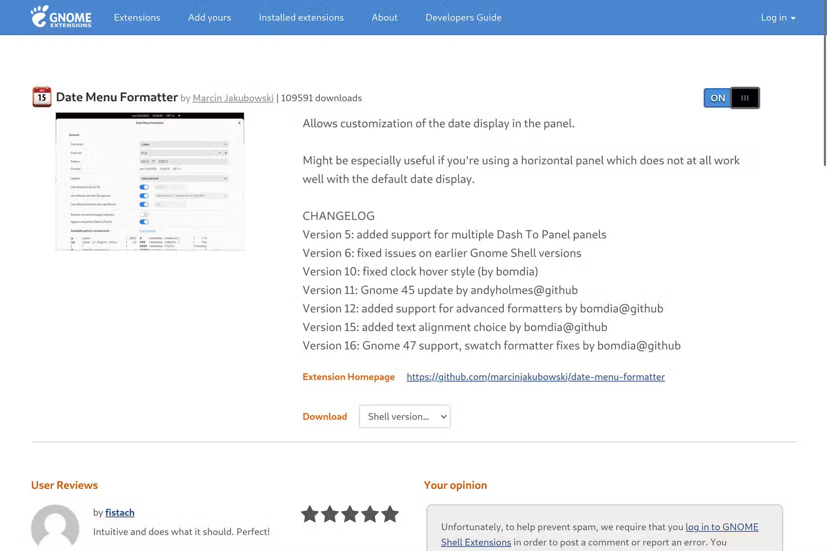 8-installing-date-menu-formatter-gnome-extension خطوات بسيطة لتحويل مظهر Ubuntu إلى Windows 11 بسهولة