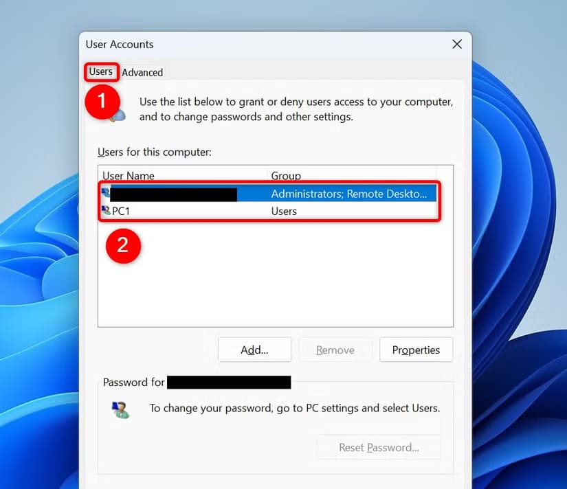 8-netplwiz-user-list طرق سهلة لعرض جميع حسابات المستخدمين على Windows 11