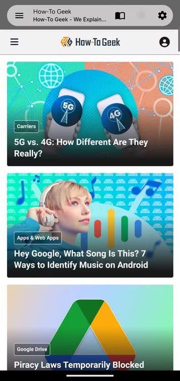 8a-how-to-geek-as-a-lite-app-with-browser-ui-present خطوات بسيطة لتحويل موقع الويب إلى تطبيق Android سهل الاستخدام