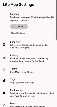 9a-lite-app-settings خطوات بسيطة لتحويل موقع الويب إلى تطبيق Android سهل الاستخدام