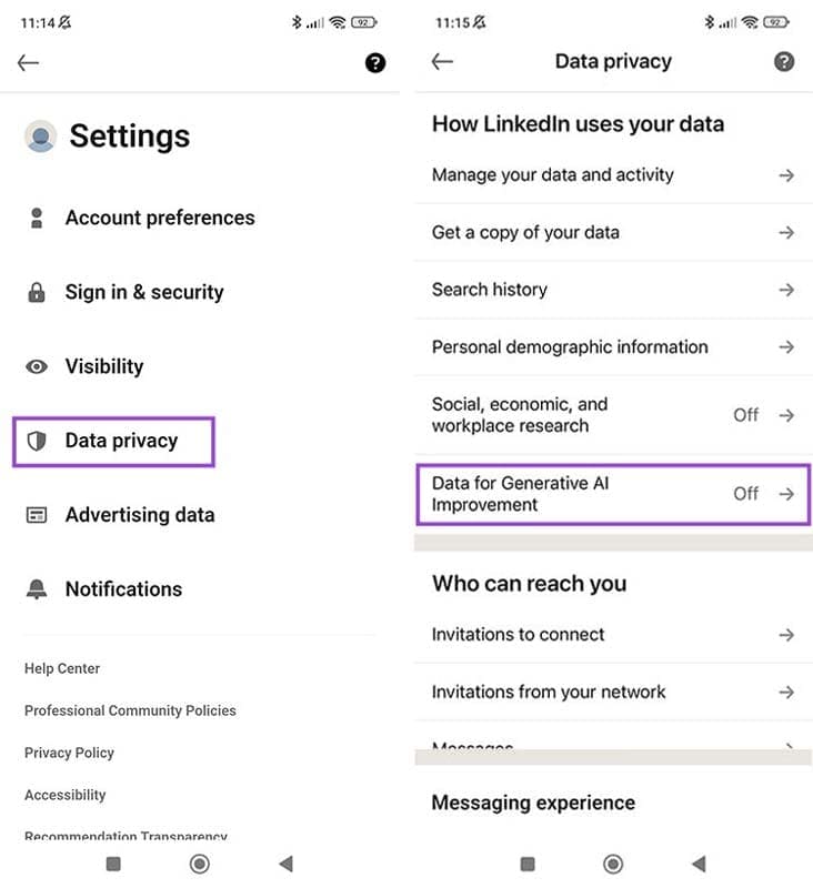 How-to-Stop-LinkedIn-from-Training-AI-on-Your-Data-on-Mobile-4 كيف تحمي بياناتك من الاستخدام في تدريب الذكاء الاصطناعي على LinkedIn