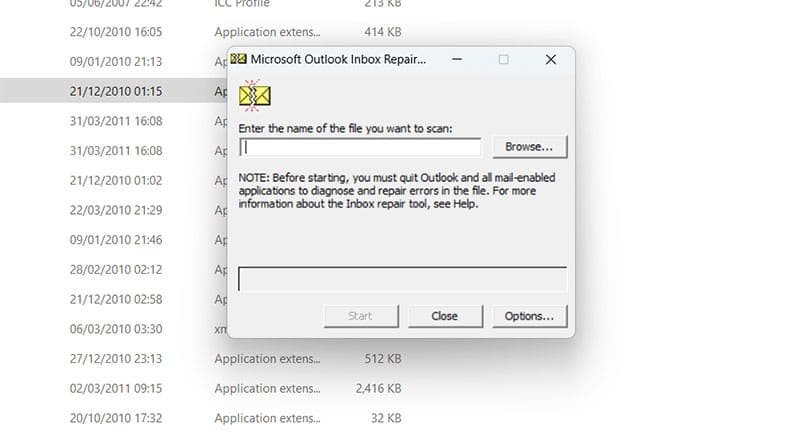 Use-Scanpst-to-Repair-Damaged-Files-2 حل مشكلة الخطأ 0x800ccc1a في Outlook بخطوات بسيطة