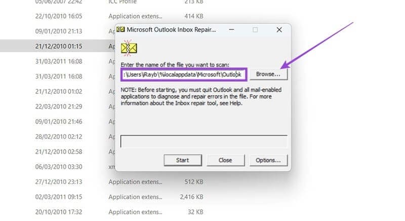 Use-Scanpst-to-Repair-Damaged-Files-3 حل مشكلة الخطأ 0x800ccc1a في Outlook بخطوات بسيطة