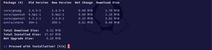 a-linux-terminal-showing-the-pacman-package-manager-prompting-to-begin-an-upgrade خطوات تحديث Arch Linux بسهولة