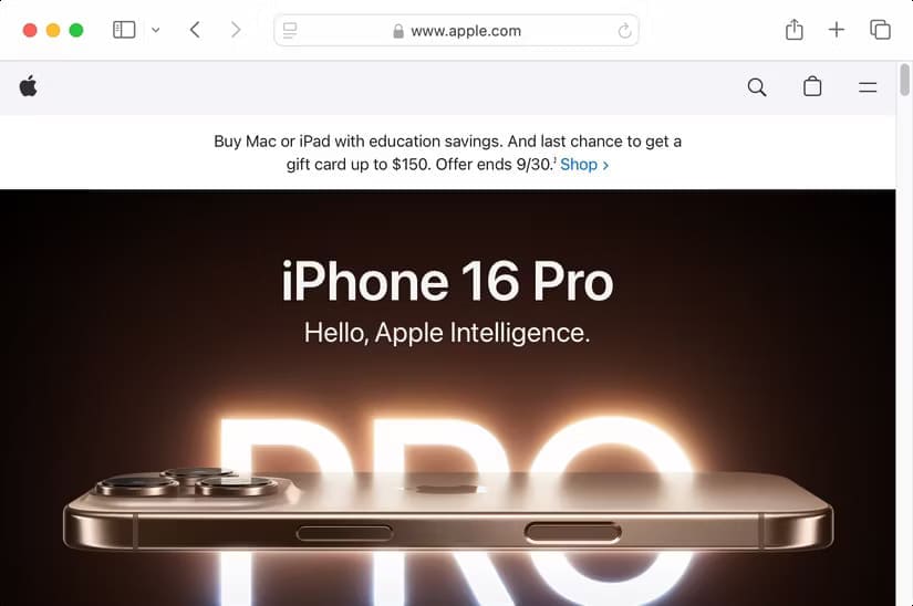apple-promo-banner كيفية استخدام ميزة Distraction Control في Safari لتنظيف صفحات الويب المزدحمة على Mac