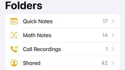 call-recordings-folder-in-the-folders-view-in-the-notes-app-on-iphone أبرز الميزات الجديدة في تطبيق Notes على iOS 18