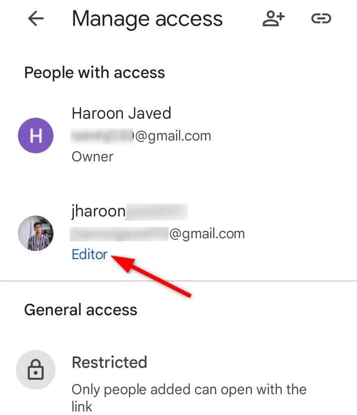 changin-permsiion-role-of-the-specfied-document-in-drive-app طرق سهلة للتعاون في مستندات Google Drive من هاتفك