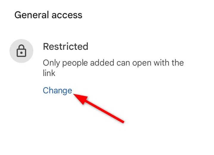 changing-general-access-setting-of-the-specifed-docuement طرق سهلة للتعاون في مستندات Google Drive من هاتفك