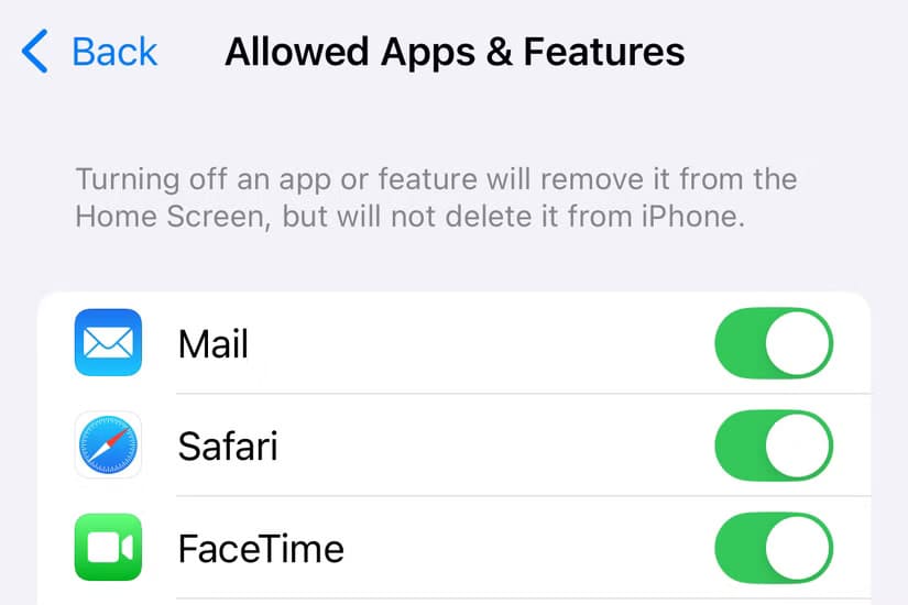 disable-core-system-apps-and-features-using-screen-time-for-iphone طرق بسيطة لإخفاء تطبيقاتك على iPhone وiPad
