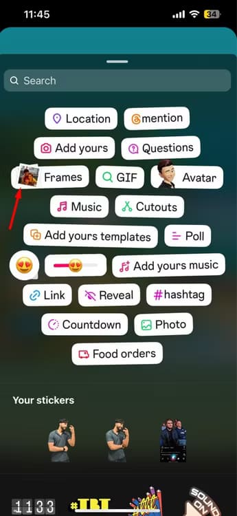 frames-sticker-on-instagram كيفية إضافة صور متعددة إلى قصة Instagram