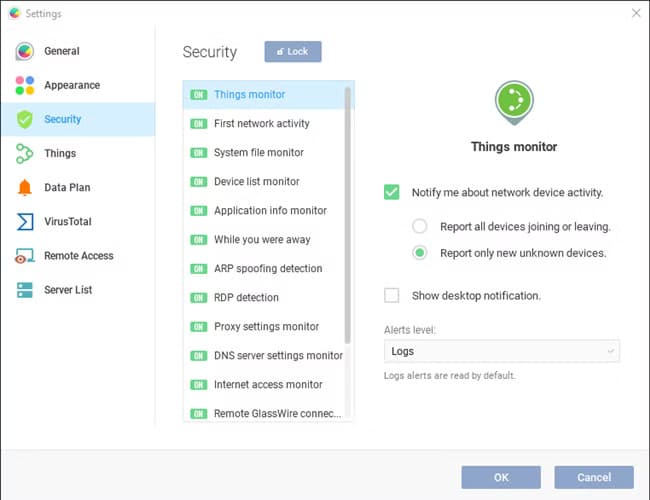 glasswire-things طرق بسيطة لمعرفة الأجهزة المتصلة بشبكة Wi-Fi الخاصة بك