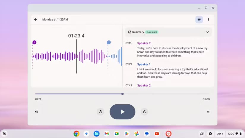 google-chromebook-plus-recorder-app-transcription تطبيق مسجل جوجل الجديد يحول تجربة استخدام أجهزة Chromebook