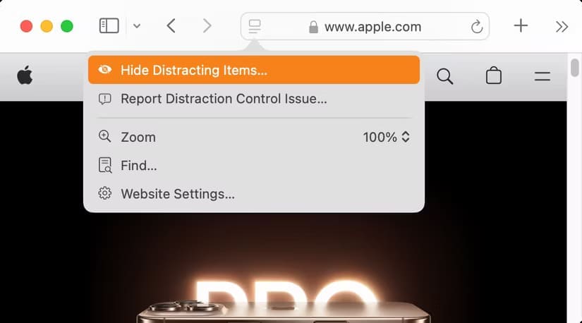hide-distracting-items-2 كيفية استخدام ميزة Distraction Control في Safari لتنظيف صفحات الويب المزدحمة على Mac