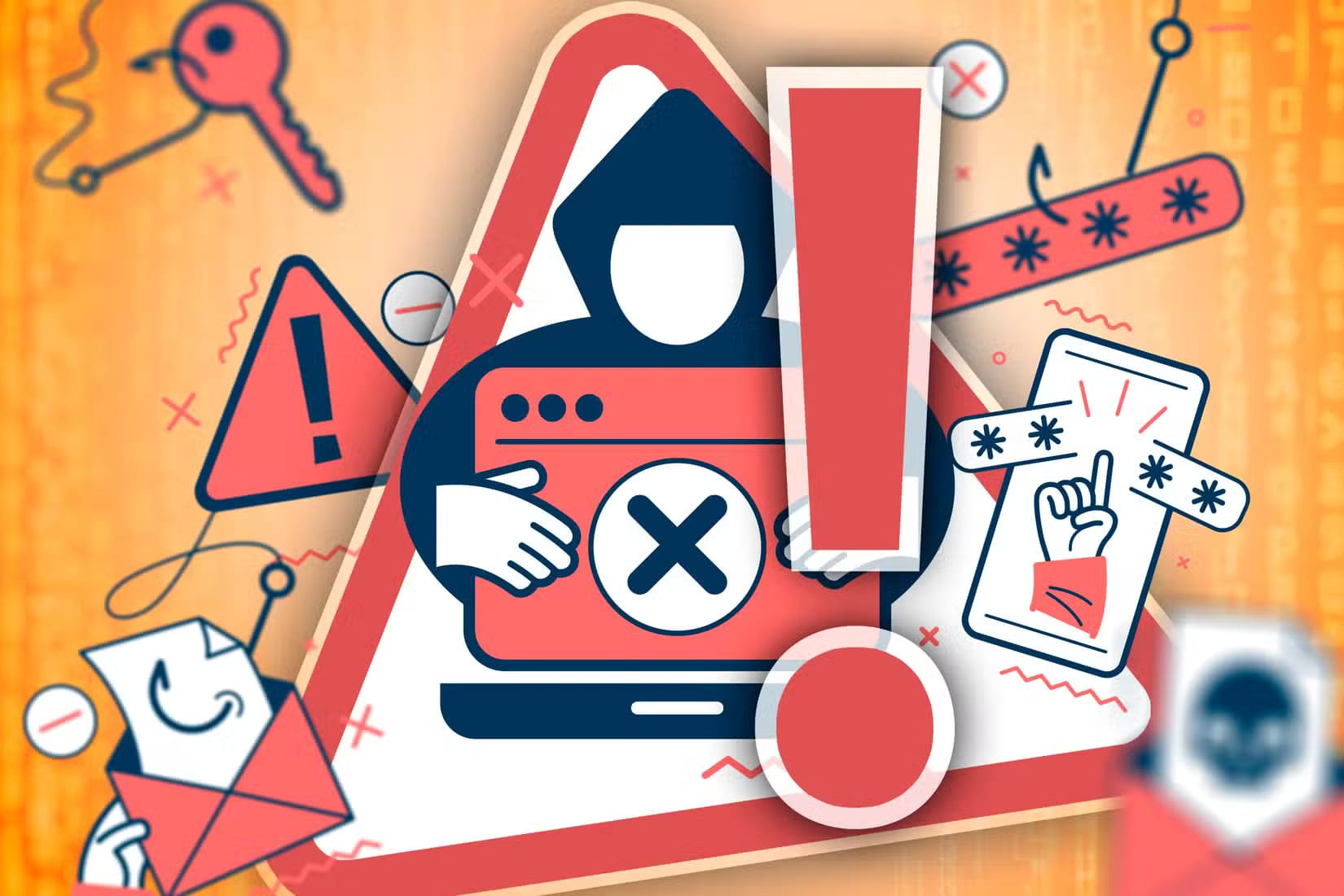 illustration-of-cybercrime-and-data-theft-scenarios احذر من هذه العمليات الاحتيالية عبر الإنترنت وطرق حماية نفسك