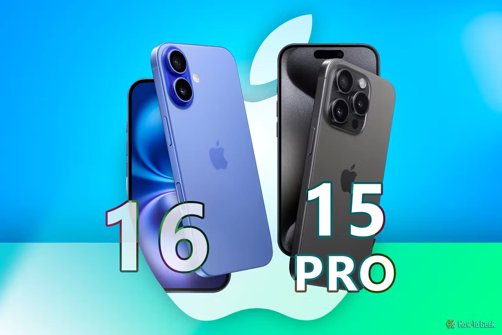 iphone-16-vs-iphone-15-pro-with-the-apple-logo-in-the-background لماذا أفضّل شراء الأجهزة التقنية الاقتصادية بدلًا من المتطورة