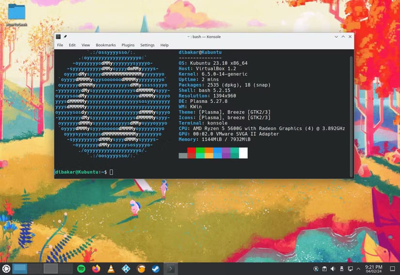 kubuntu-linux-desktop-showing-a-terminal-window-of-neofetch أفضل توزيعات Linux توفر تجربة مشابهة لنظام Windows
