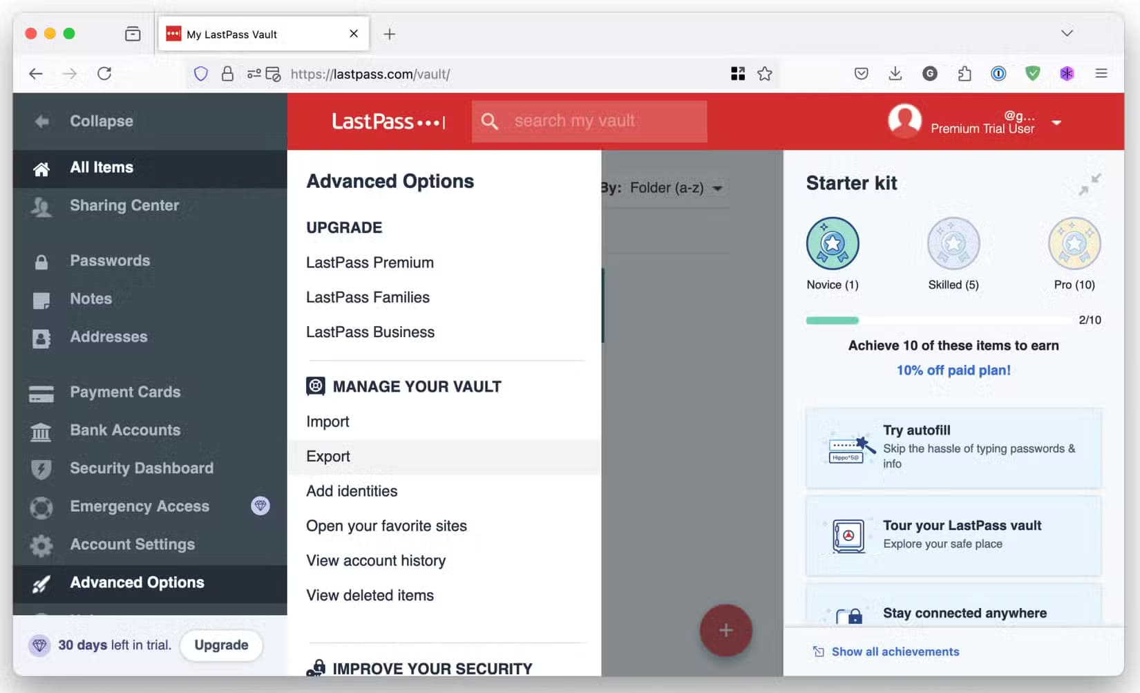 lastpass-export-option خطوات نقل كلمات المرور من التطبيقات الأخرى إلى Apple بشكل آمن