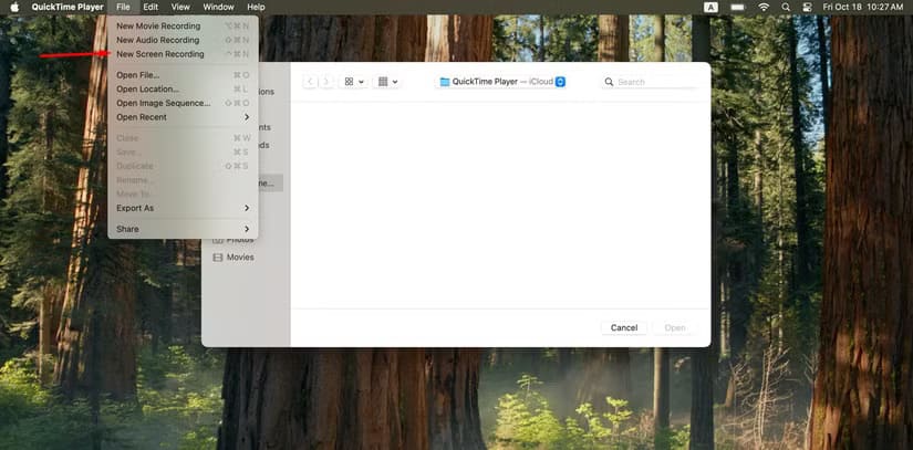 new-screen-recording-option-in-the-quicktime-player أسهل طرق لتسجيل شاشة أجهزتك على Windows وMac وLinux وAndroid وiPhone