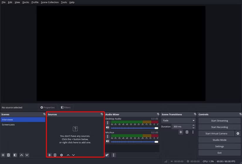 obs-studio-sources دليل سريع لالتقاط الشاشة في Linux باستخدام OBS Studio بسهولة