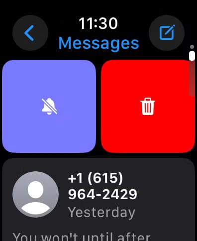 on-watch-left-swipe-to-mute-notifications-from-specific-message-threads طرق سهلة لإسكات الرسائل على أجهزة iPhone وiPad وApple Watch وMac