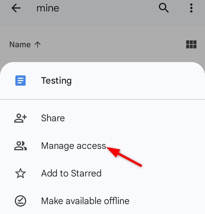 opening-manage-access-setting-of-the-google-drive-app طرق سهلة للتعاون في مستندات Google Drive من هاتفك