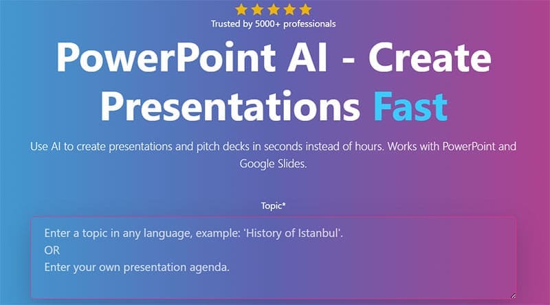 powerpoint-presentation-ai-generator-1 أفضل أدوات الذكاء الاصطناعي لتحويل النص إلى عروض PowerPoint احترافية
