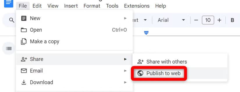 publishing-document-to-web طرق سهلة للتعاون في مستندات Google Drive من هاتفك