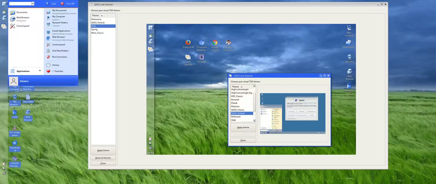 q4os-look-switcher-app أفضل توزيعات Linux توفر تجربة مشابهة لنظام Windows