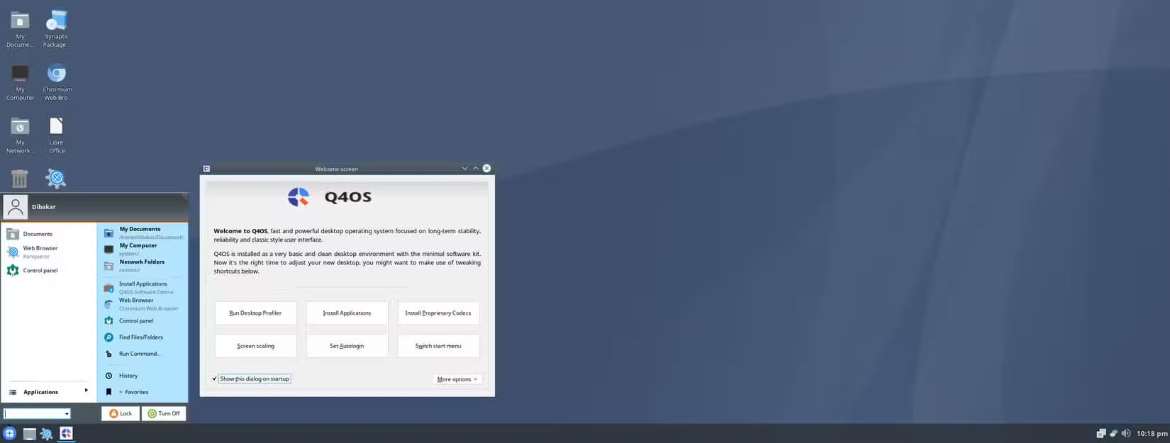q4os-welcome-screen أفضل توزيعات Linux توفر تجربة مشابهة لنظام Windows