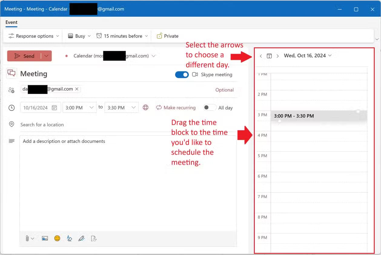 scheduling-assistant-time-adjustment-2 تنظيم الاجتماعات بفعالية باستخدام مساعد الجدولة في Outlook