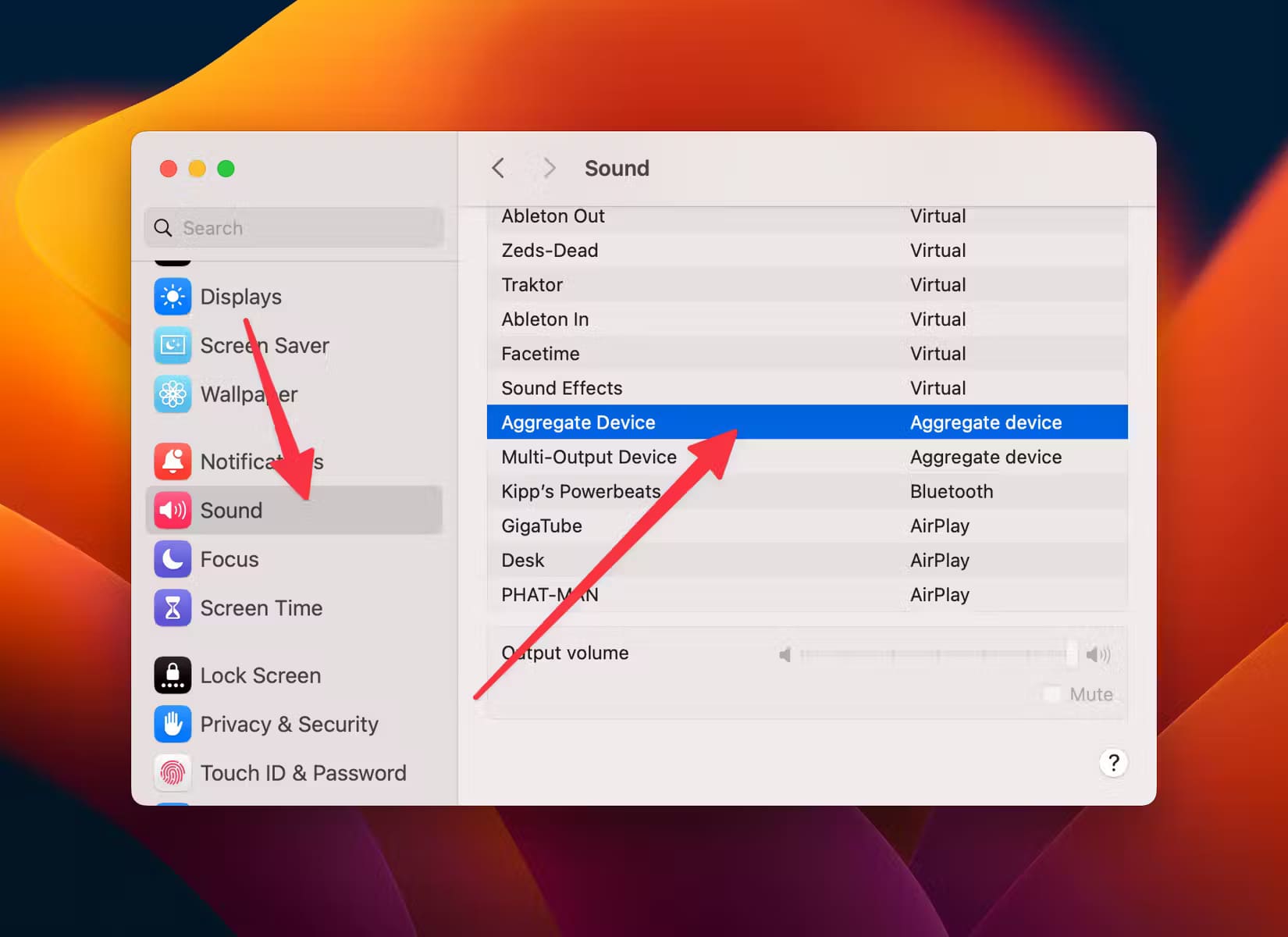 select-your-new-aggregate-device-for-macos-output طرق سهلة لتسجيل الصوت على جهاز Mac دون تكلفة