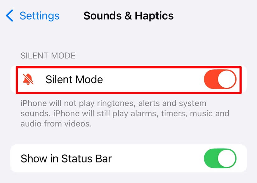 silent-mode-option-in-iphone-sounds-haptics-settings إرشادات سريعة لإلغاء الوضع الصامت على iPhone بسهولة