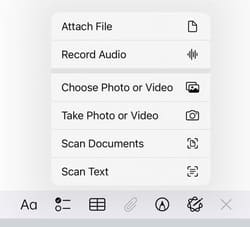 the-attachment-menu-in-the-notes-app-on-iphone أبرز الميزات الجديدة في تطبيق Notes على iOS 18