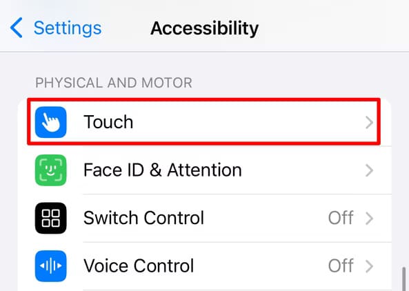 touch-option-in-iphone-accessibility-settings إرشادات سريعة لإلغاء الوضع الصامت على iPhone بسهولة